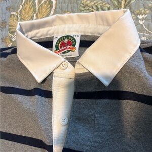 Barbarian Gray and Navy Striped Polo Shirt